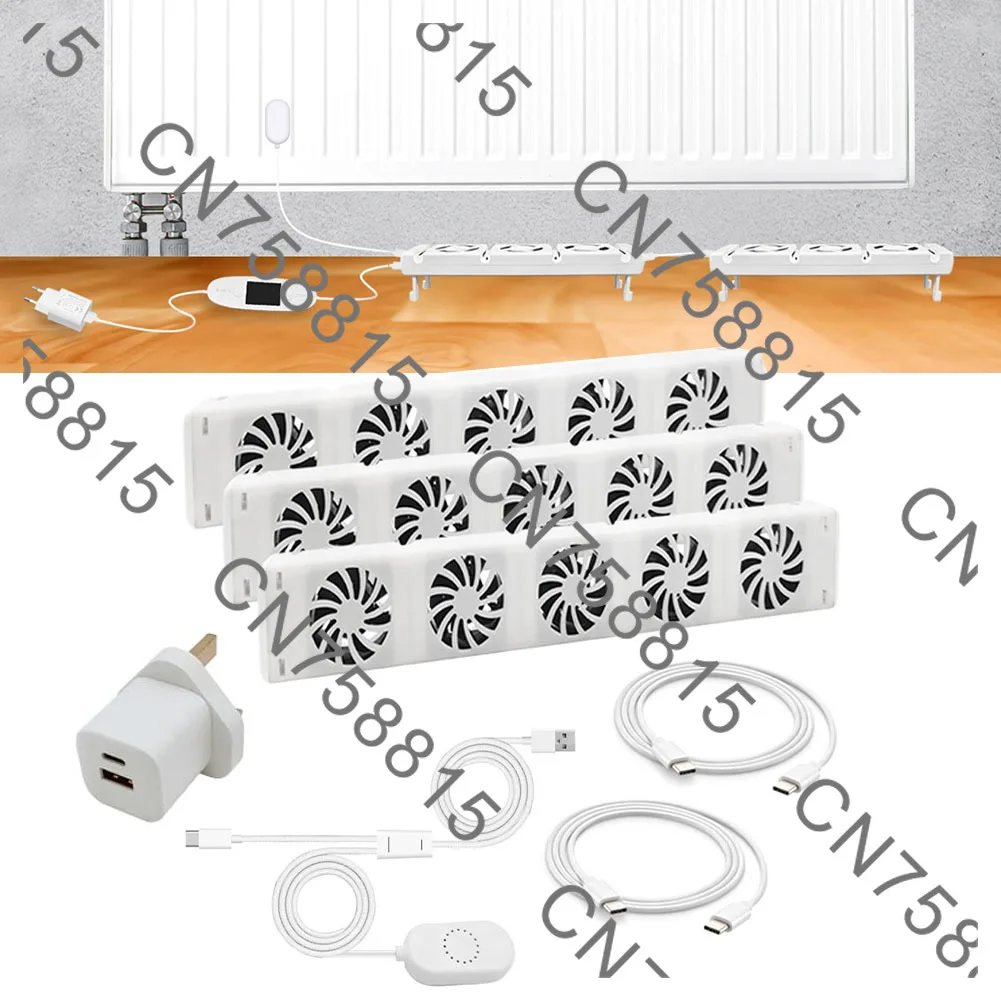 Smart Radiator Booster Extension Set Home Warm Heat Distribution EU，5.0 Radiator Fan Magnetic Intelligent Fireplace Cooling Fan