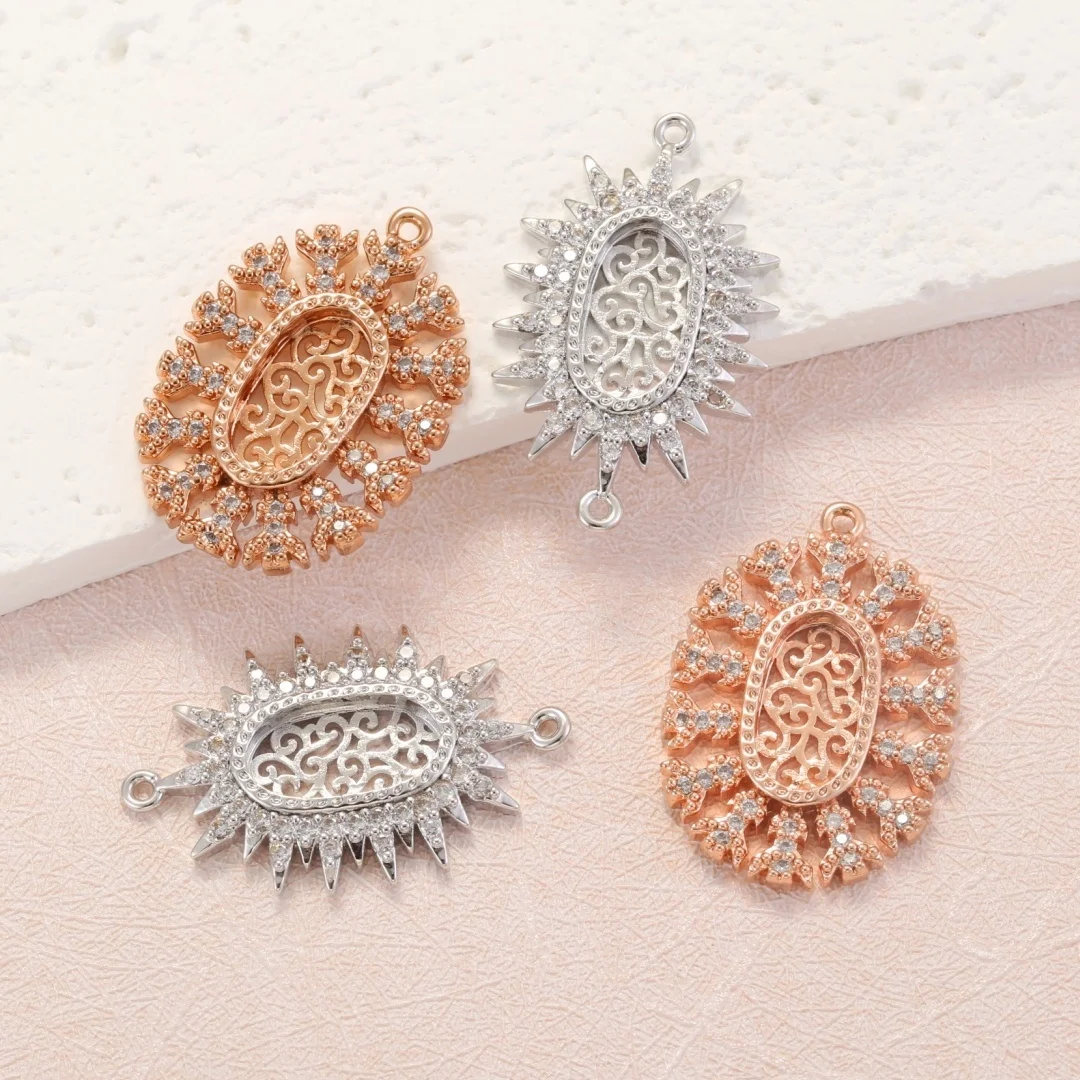 Retaining Openwork Charm Pendant Base Gold-Plated Micro-Set Zirconia DIY Necklace Charms Jewelry Accessories Materials:PK73