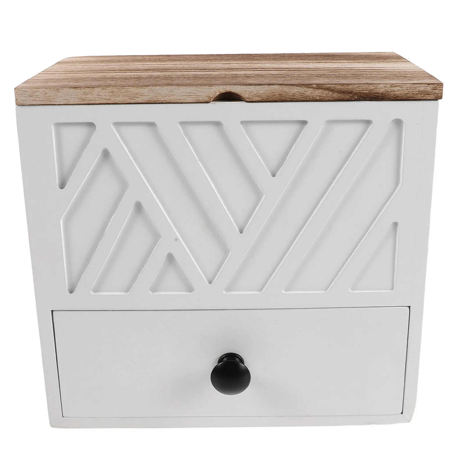 

Деревянный органайзер для женских принадлежностей 23.8x22.3x14.5см, двухслойный контейнер для хранения в ванной с выдвижным ящиком и крышкой для тампонов, прокладок и средств для менструального цикла