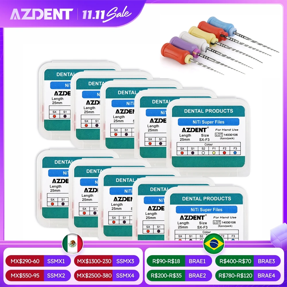 

10 коробок/набор AZDENT стоматологический эндодонтический ручной файл с термоактивацией NiTi SX-F3 25 мм супер файлы для корневых каналов