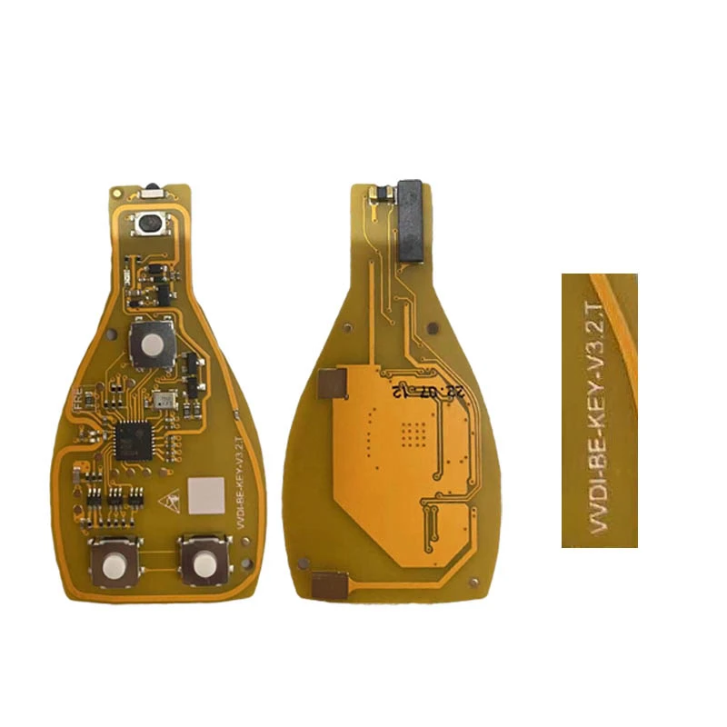 Geen logo 5 stks Xhorse VVDI WORDEN Sleutel Pro 3/4 Knop Afstandsbediening Autosleutel voor Mercedes Benz V4.2 geel Verbeterde Versie Smart 315 MHz/433 MHz