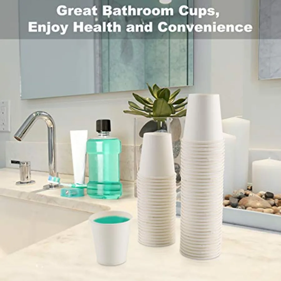 Bathroom Cups, 100 Pack 3 Oz Paper Cups 3 Oz Mouthwash Cups, Small Disposable Espresso, Durable and Convinent for Home, School,