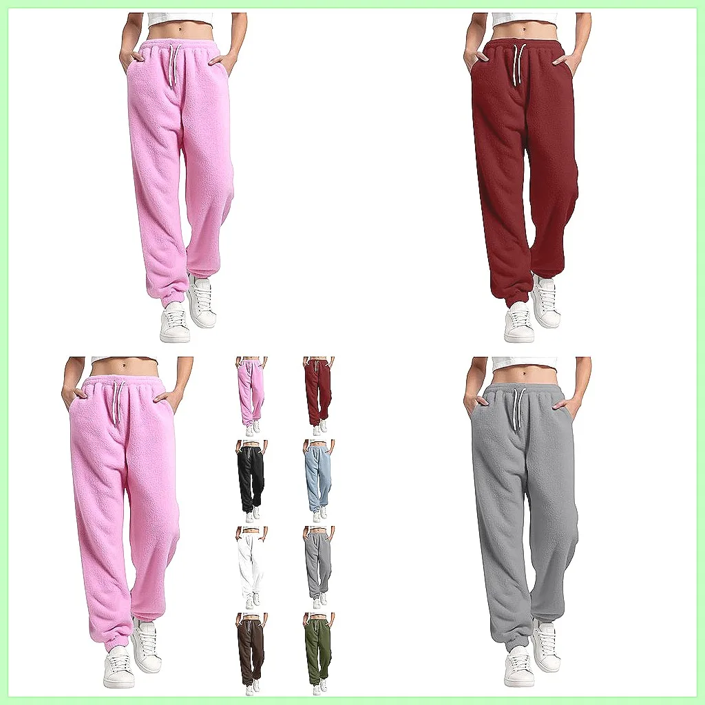 

Women's Winter Plush Pants, Fleece-Lined Elastic Waist, Loose Fit, Comfortable & Warm Casual Trousers