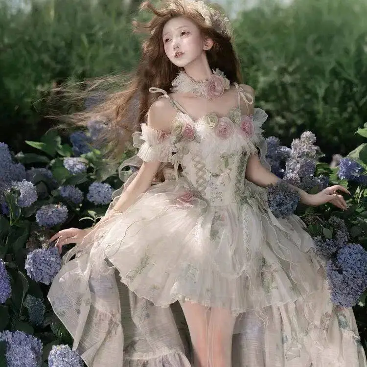 

Вечернее платье Coalfell Spring Rose в стиле Лолита, подарок на день рождения для взрослых, платье принцессы в стиле феи Лолита