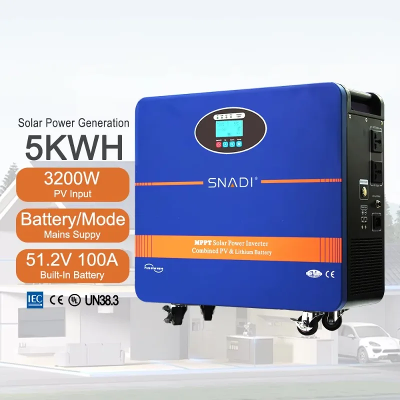 

SNADI 5KW Solar Power Station for Home 51.2V 100A Solar Power Bank Lifepo4 Battery for Solar Power System 5000W