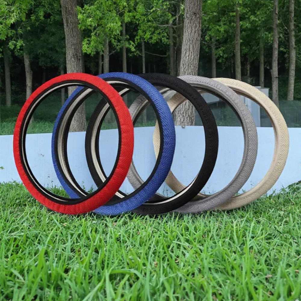 38cm Universal Breathable Car Steering Wheel Cover Four Seasons Sandwich Fabric Protector Auto Accessories
