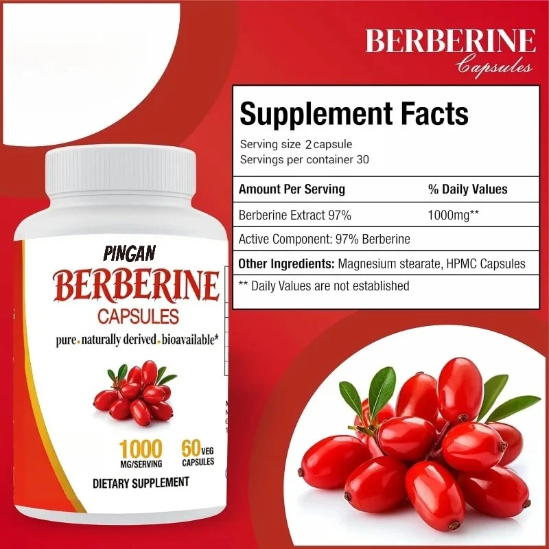 10 in 1 Berberine 1000mg Contains Ceylon Cinnamon and Chromium Picolinate for Metabolism and Immune Support (60 Capsules)