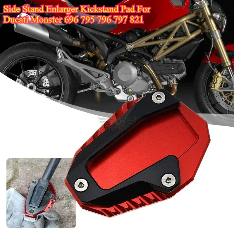 Motorcycle Side Stand Enlarger Kickstand Pad Support Extension For Ducati Monster 696 795 796 797 821 Modification Parts