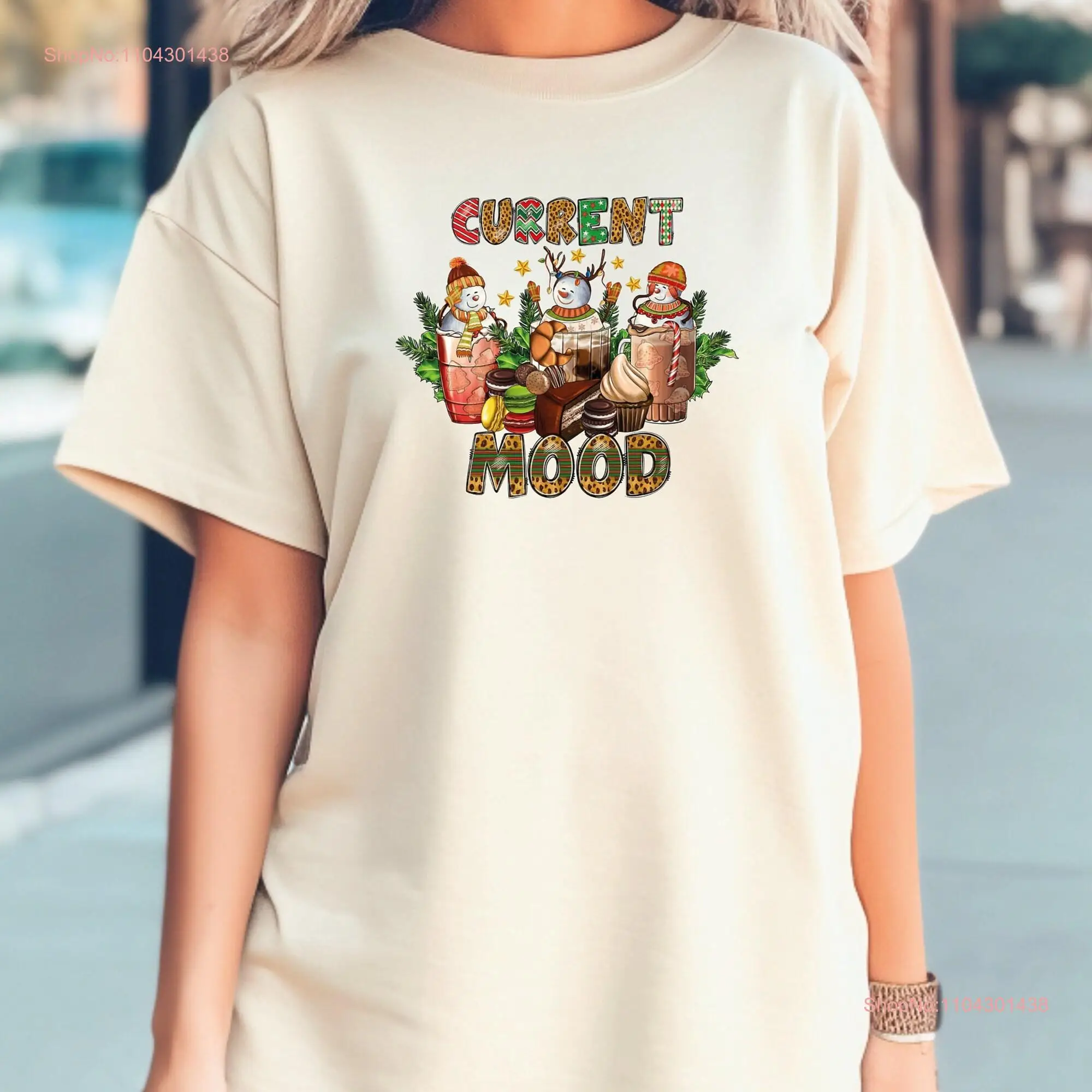 Comfort Colors Christmas T Shirt Current Mood Design Snowman long or short sleeves