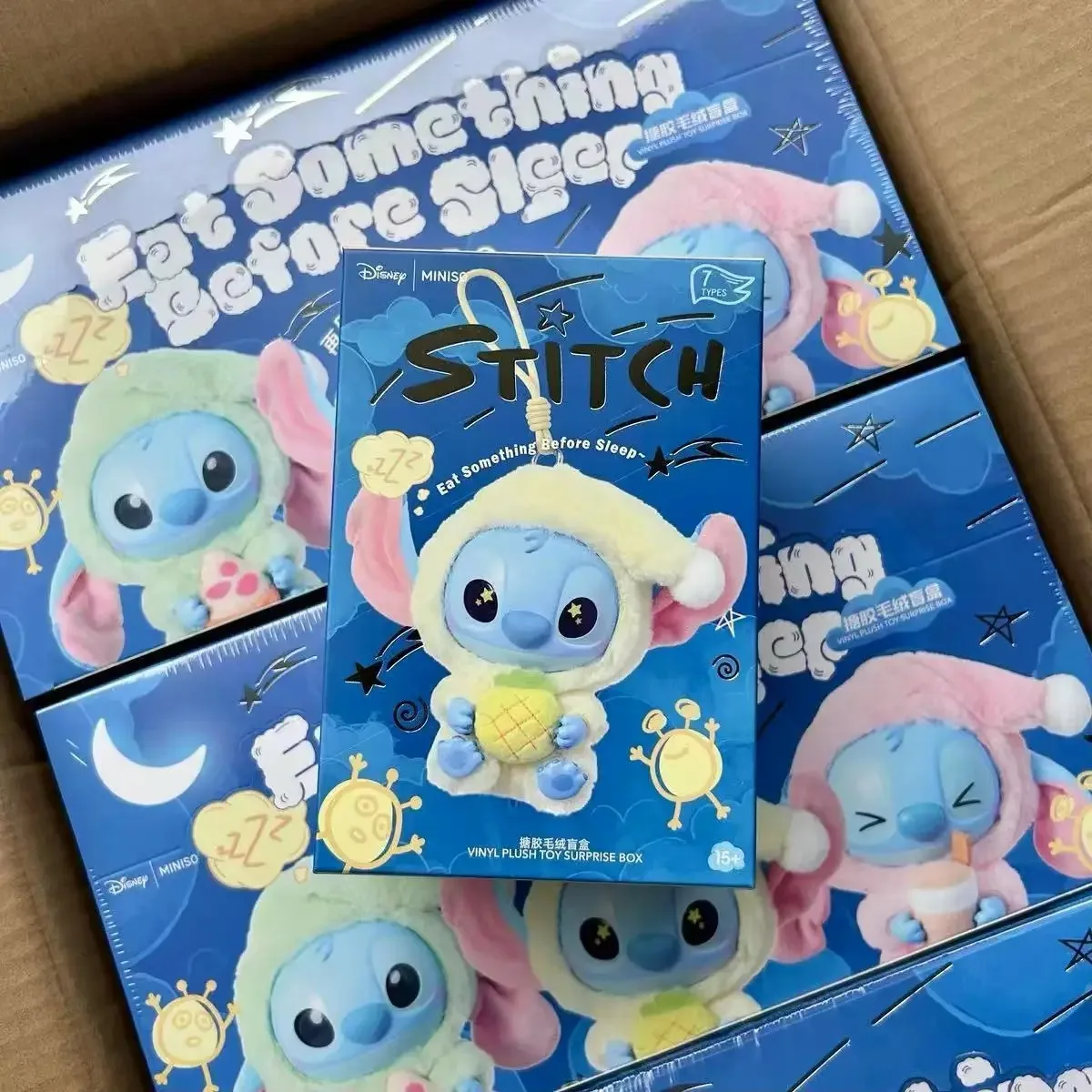 HOT Toy !kawaii Stitch Blind Box Bag Eat Some Thing Before Sleep Series Vinyl Pendant Cute Doll Mystery Box Fluffy Doll Adult Gi