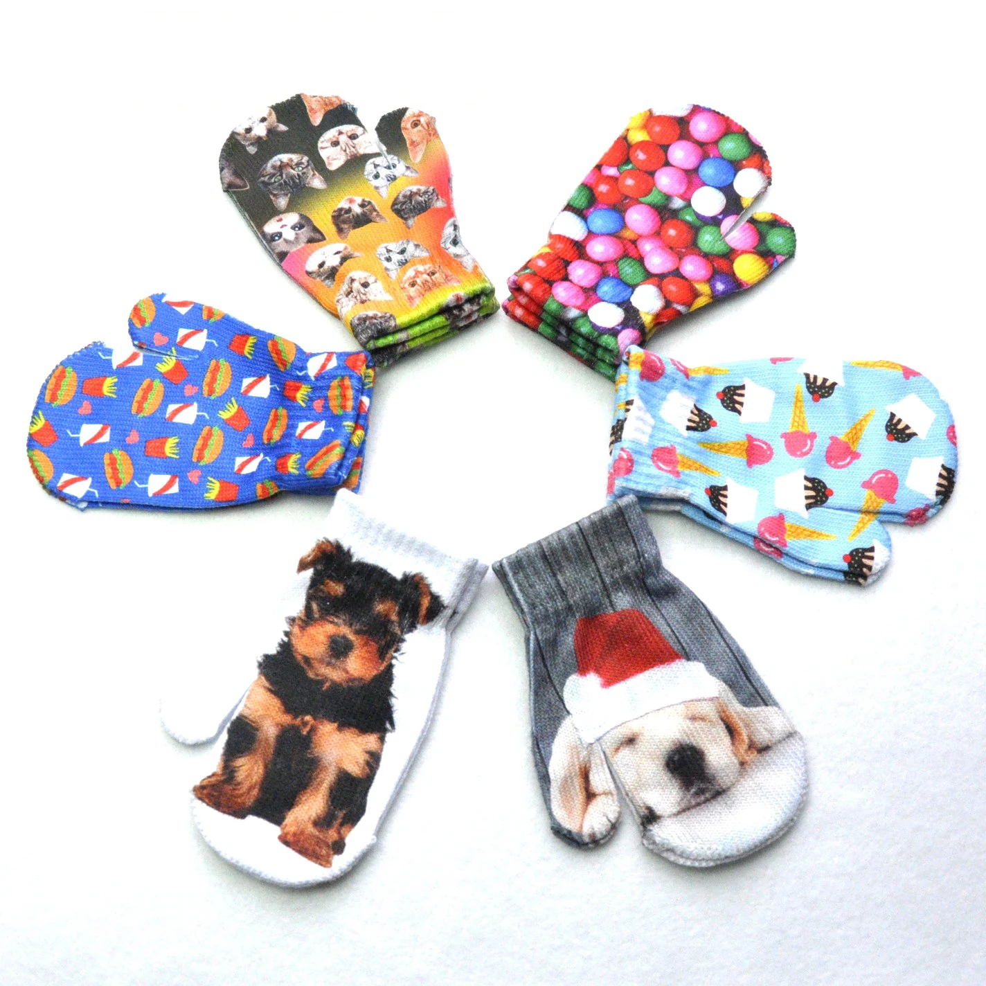 Cute Baby Gloves Children Student Winter 3D Puppy Cat Warm Knitted Mittens Full Finger Gloves For 1-4Y Knitting Kids Gloves