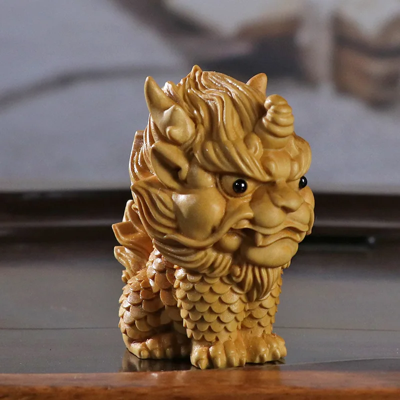 

LS077 - 6.3 X 5.7 X 4.2 CM Boxwood Carving Netsuke : Baby Dragon Kylin