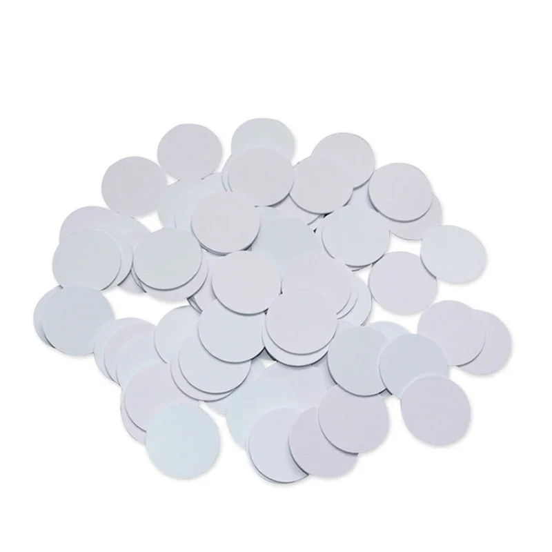 Hilo 10-50pcs NFC N-tag 215 Coin TAG With adhesive Key 13.56MHz N-TAG 215 Card Label RFID Ultralight Tags Labels