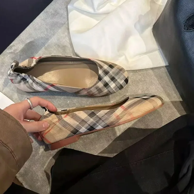 Zapatos de Mujer Estilo Retro a Cuadros, de Tacón Bajo, Cómodos y Transpirables, con Aumento de Altura Interno, Tipo Mary Jane