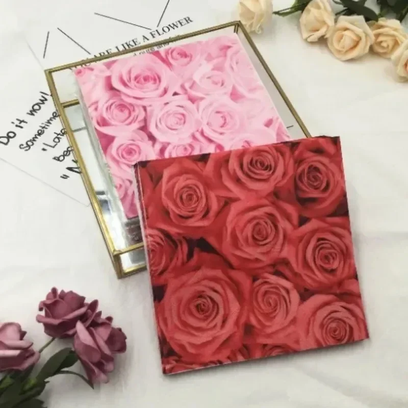 Servilletas cuadradas impresas de colores, pañuelos faciales de flores rosas, ajuste de mesa de boda de Hotel, papel de pulpa de madera pura, 20 piezas/pac, 33cm