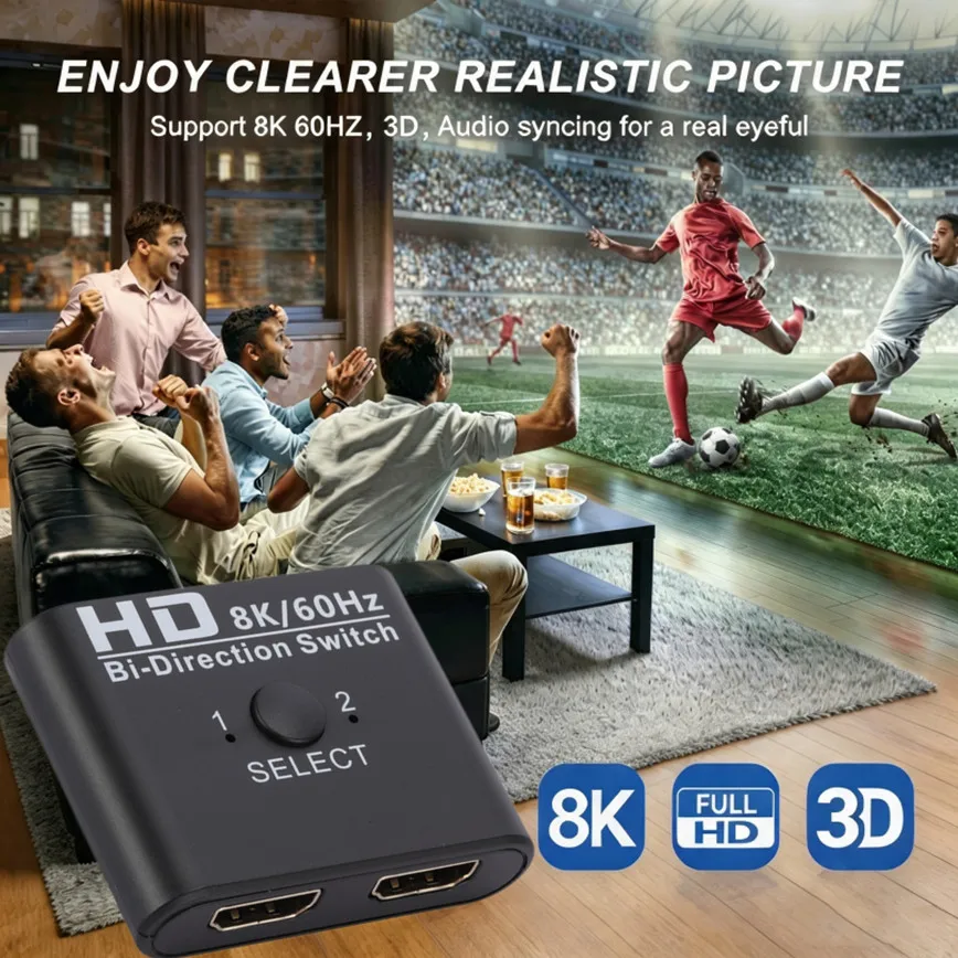 HDMI-compatible Switch 8k@60hz Bidirectional HDMI-compatible Switcher 2 in 1 Out Manual HDMI Hub HD Compatible For Xbox PS5/4/3