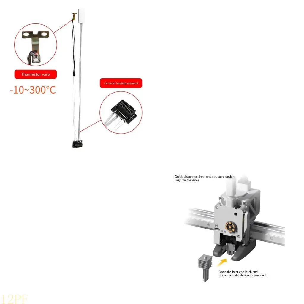 12PF Aluminum Heaters Block Hotend Heating Assembly High Temperature Insulation