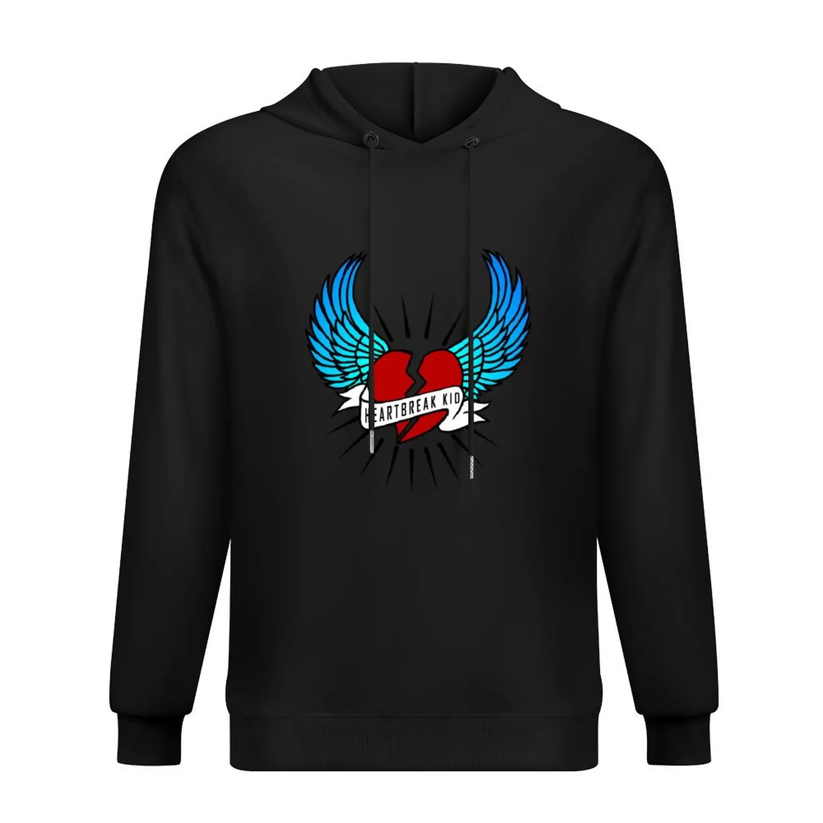 

Heartbreak Kid - blue wings, black broken heart Hoodie autumn clothes hooded shirt men's coat mens hoodie
