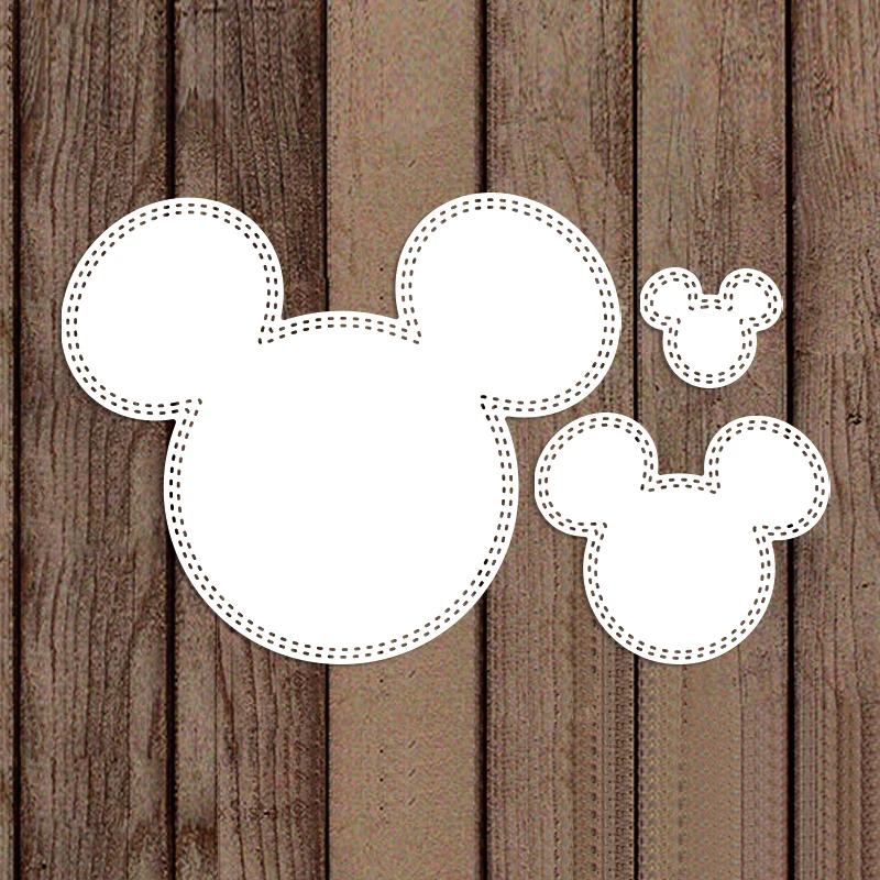 3PCS Stitched Mouse Ears Cutting Dies Layered Die Cuts For DIY Scrapbooking Embossing Paper Cards Crafts Making