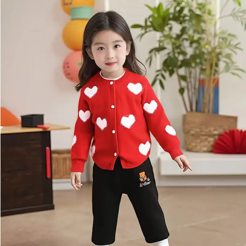 Boys and Girls' Cardigan SweaterChildren's Spring and Autumn Sweater 2025 New Casual Girl Cute Button Girl Baby Top