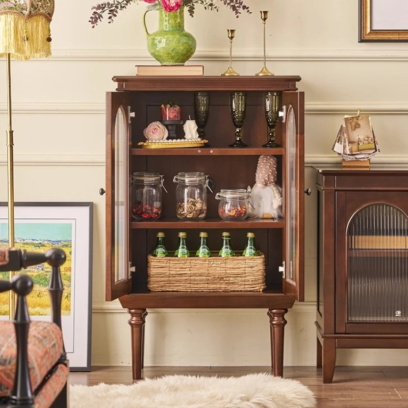 

American French retro all-solid wood vertical cabinet Side cabinet Locker TV corner cabinet Simple locker Cherry wood furniture