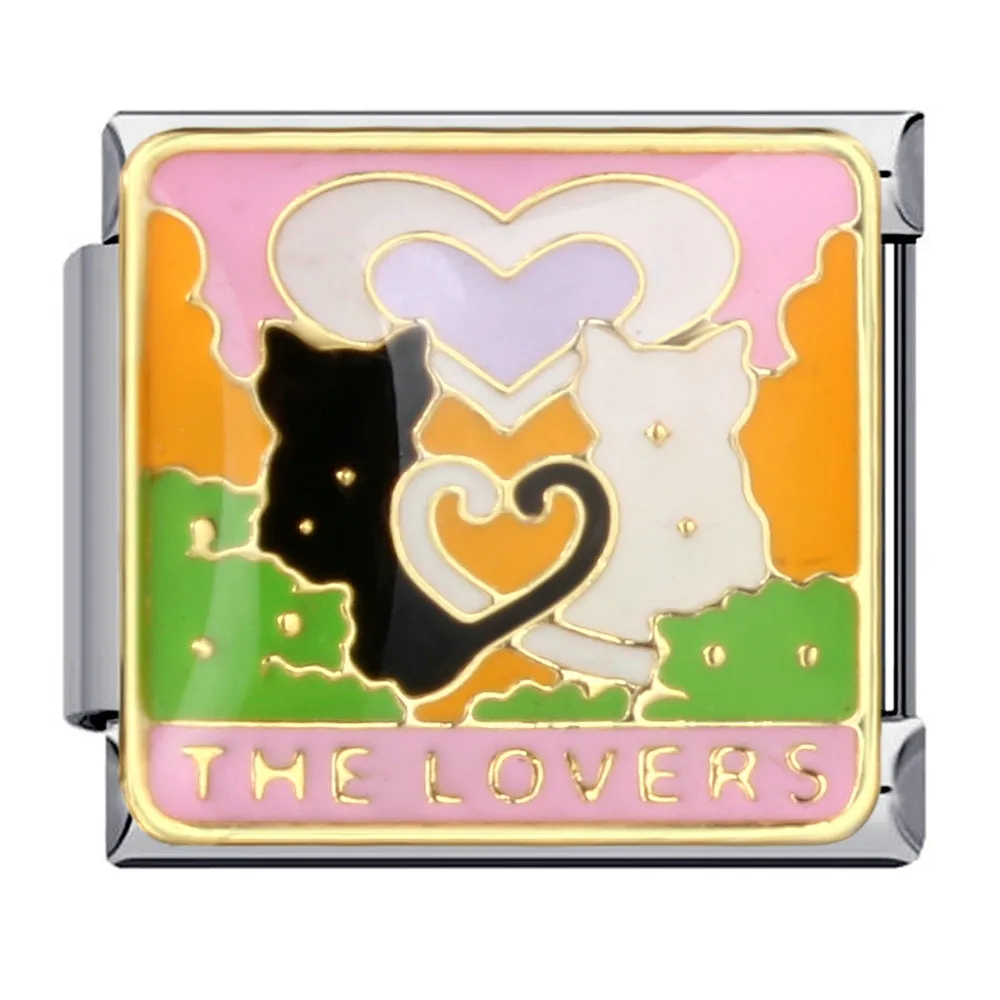 URING Hot Selling Charm Bracelet Lucky Cat Little Cat Element Italian Link Fit 9mm Stainless Steel Beads Making DIY Hand Chain