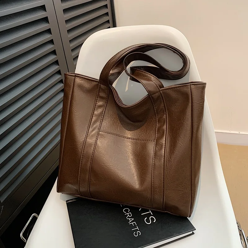 

Fashion Leather Tote Bag for Women Trend Simple Messenger Bags Female Large Capacity Shoulder Bag Ladies Soft Travel Handbags