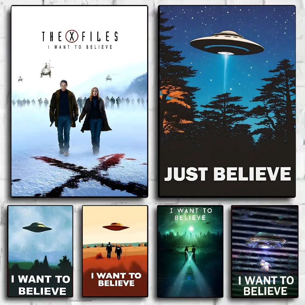 I WANT TO BELIEVE The X Files Poster HD Home Decor Sticky Wall Waterproof Home Living Room Bar Aesthetic Decor