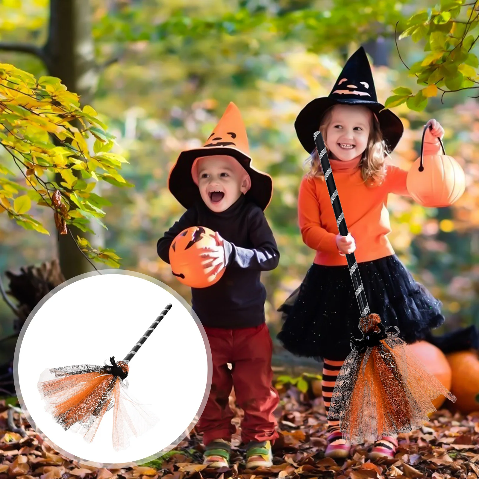 قطعة واحدة من مكنسة الهالوين بيسوم الساحرة المزخرفة، عصا المكنسة، ثبات قوي لأداء الحفلات، مكنسة الهالوين #1