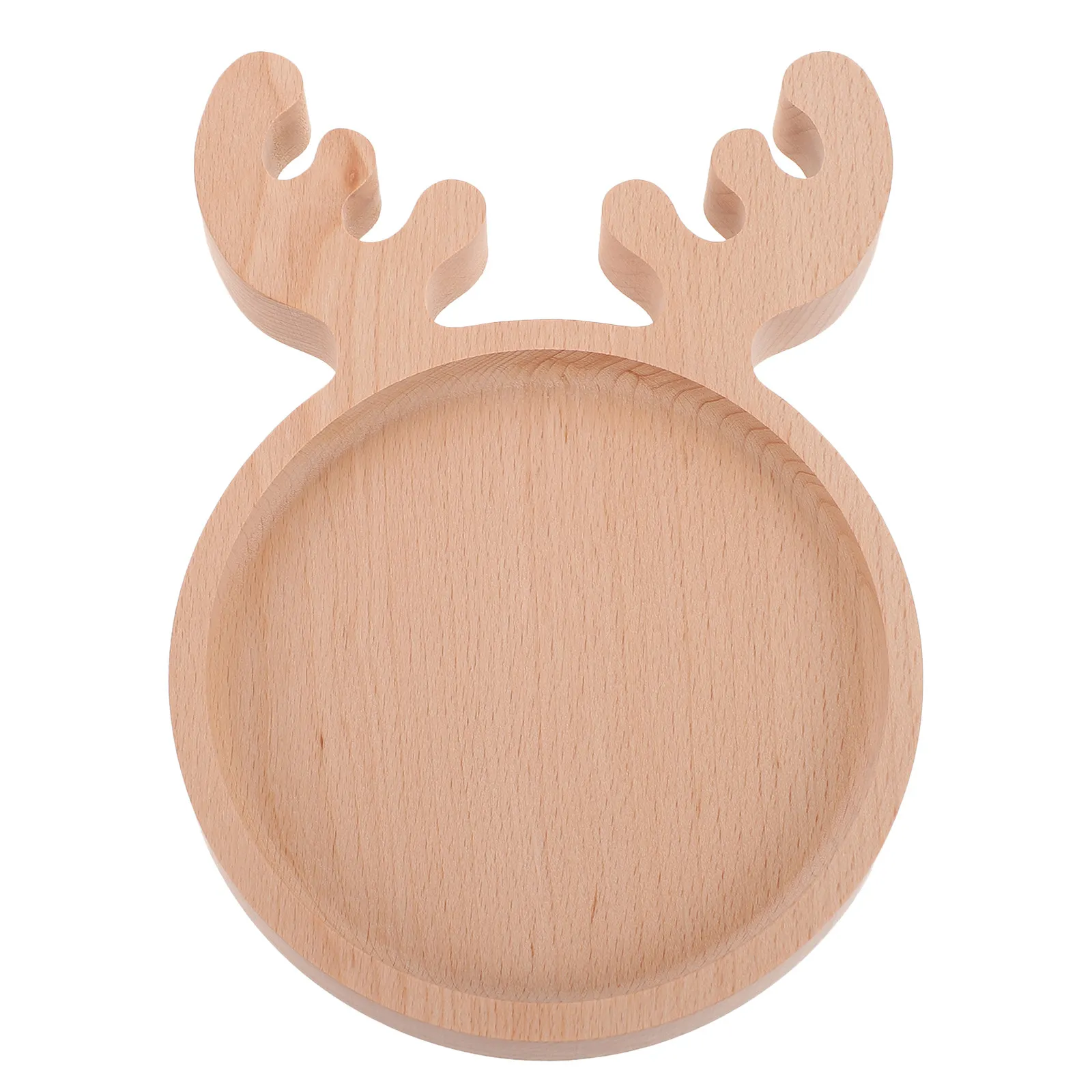 

Deer Head Shape Snack Dish Premium Solid Beech Wood Natural Food Plate Unpainted Eco Friendly Seasoning Saucer Sauce Dipping