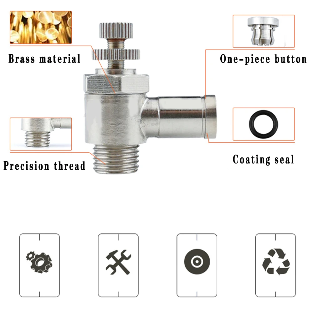 SL All Copper Nickel Plated Pneumatic Air Pipe Joint Speed Limiting Cylinder Throttle Valve External Thread BSPT1/8 1/4 3/8 1/2