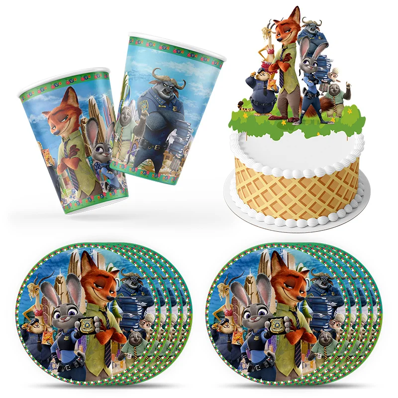 Disney Zootopia Birthday Party Decorations Balloon Banner Tableware Cake Topper Party Festival Activity Supplies Baby Shower