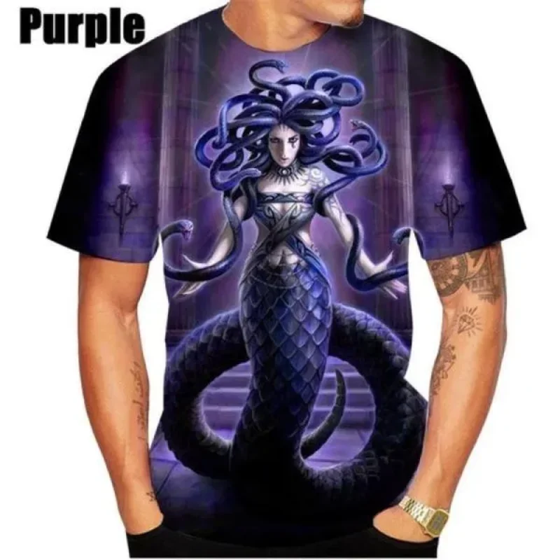 

New Medusa 3D Print T-shirt Summer Women Clothing Fashion Casual Unisex Oversized T Shirt Harajuku Round Neck Short-sleeved Tops