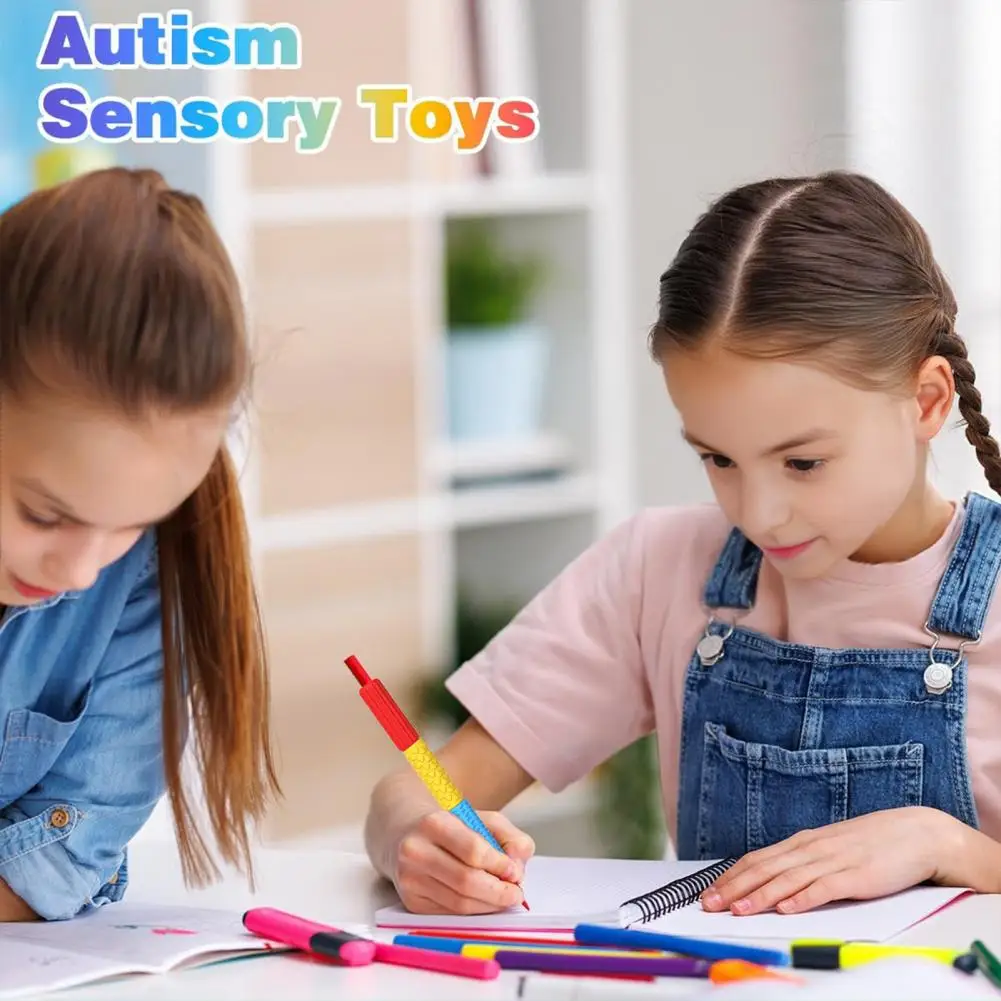 Agarre de bolígrafo de silicona para aliviar el estrés, bolígrafo de silicona texturizado, juguetes antiestrés para niños y adultos, herramienta de escritura a mano reutilizable para el estrés