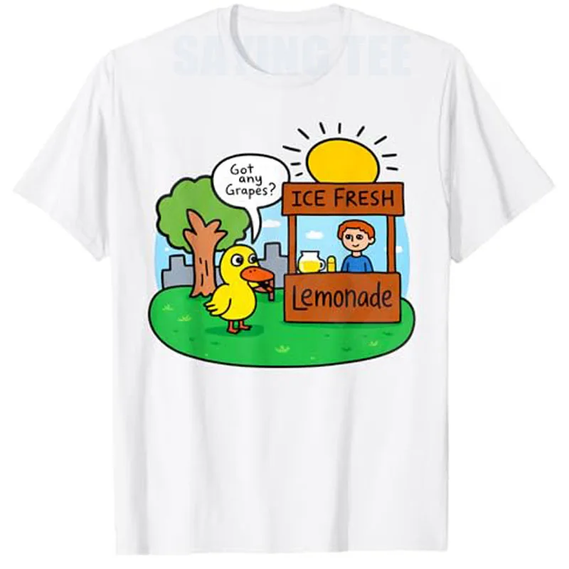 Ice Fresh Lemonade Got Any Grapes Duck Lustige Geschenke Meme T-Shirt Y2K Sommermode Gänse, Entenwitze Grafik-T-Shirt Streetwear Geschenk – Detail 9