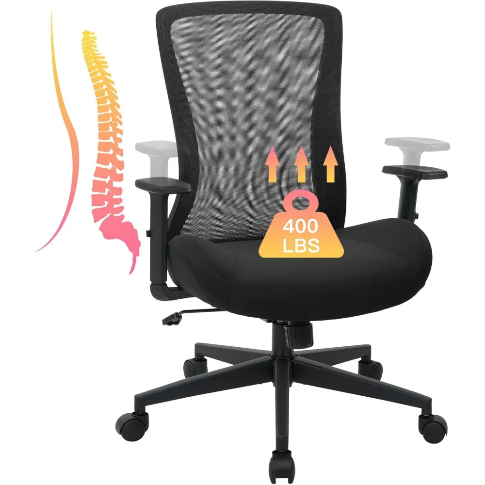 Großer und hoher Bürostuhl für schwere Menschen, 400 Pfund, ergonomischer Schreibtischstuhl, Netz-Computerstuhl mit Lordosenstütze, höhenverstellbar