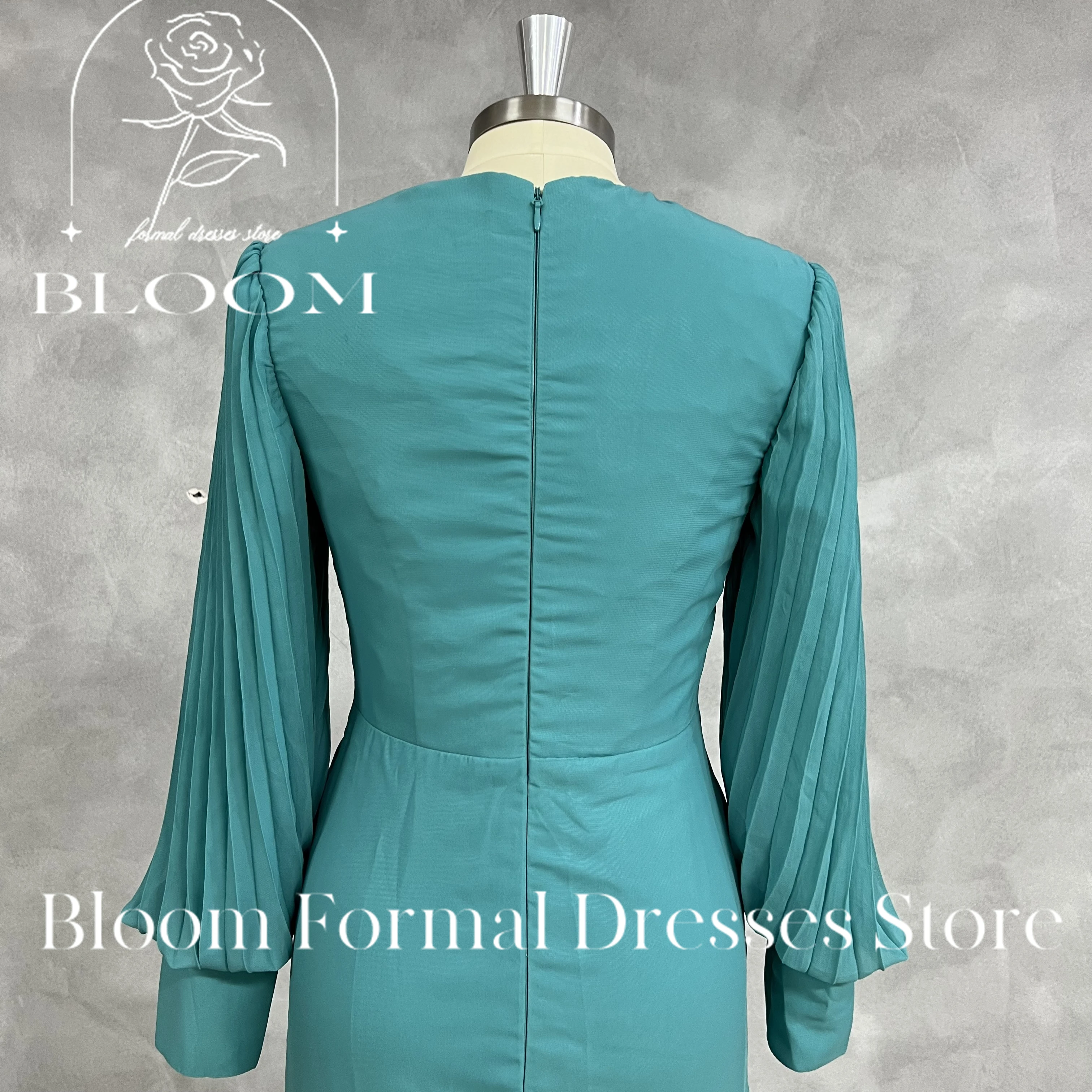 Bloom Customized  Prom Dress V neck Long Sleeves For Women 2024 A line  Formal Party Dresses Satin Evening Gowns Saudi Arabia