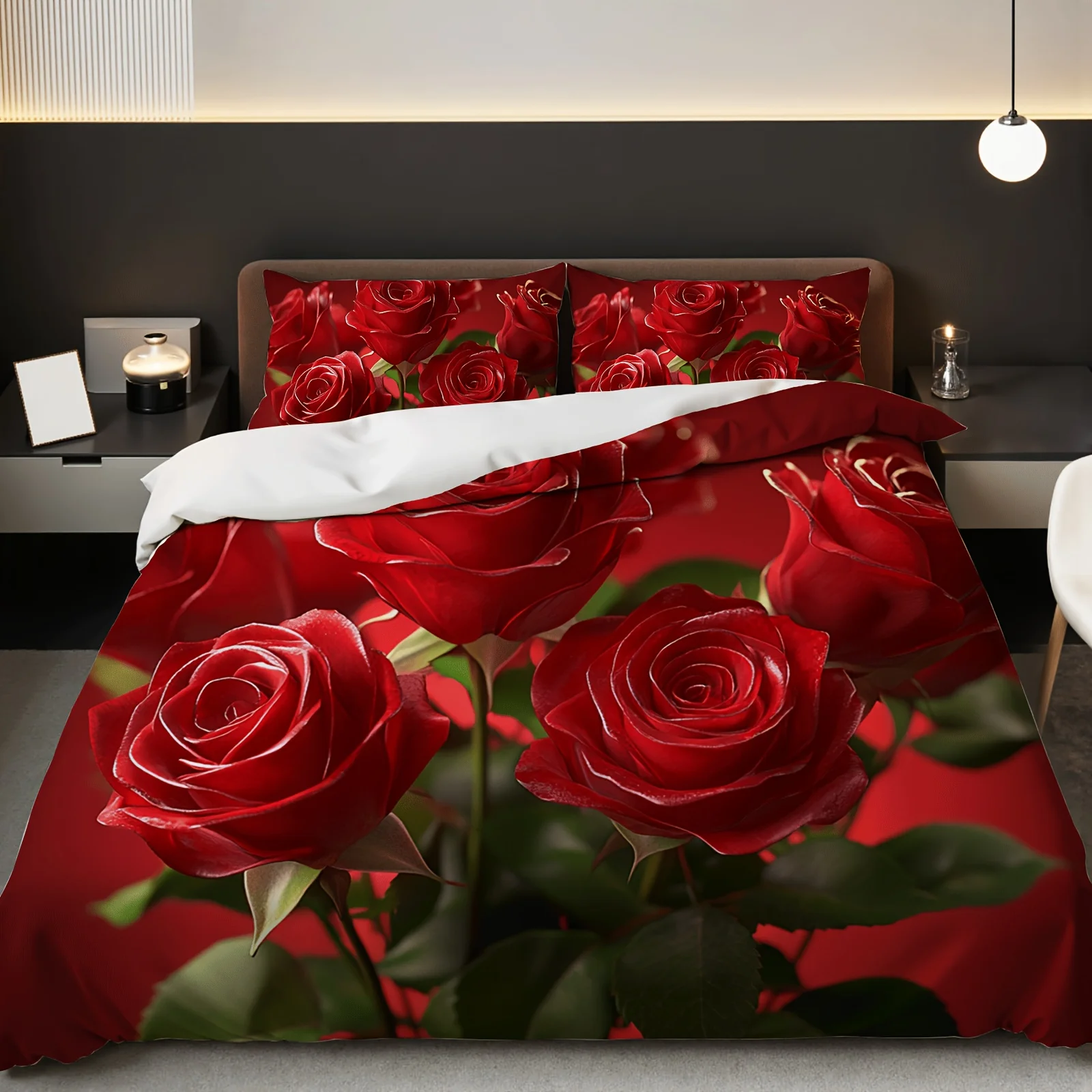 Rose Duvet Cover Blossom Flowers Comforter Cover Romantic Floral Banquet Leaves Botanical Bedding Set Twin Queen For Girls Teens