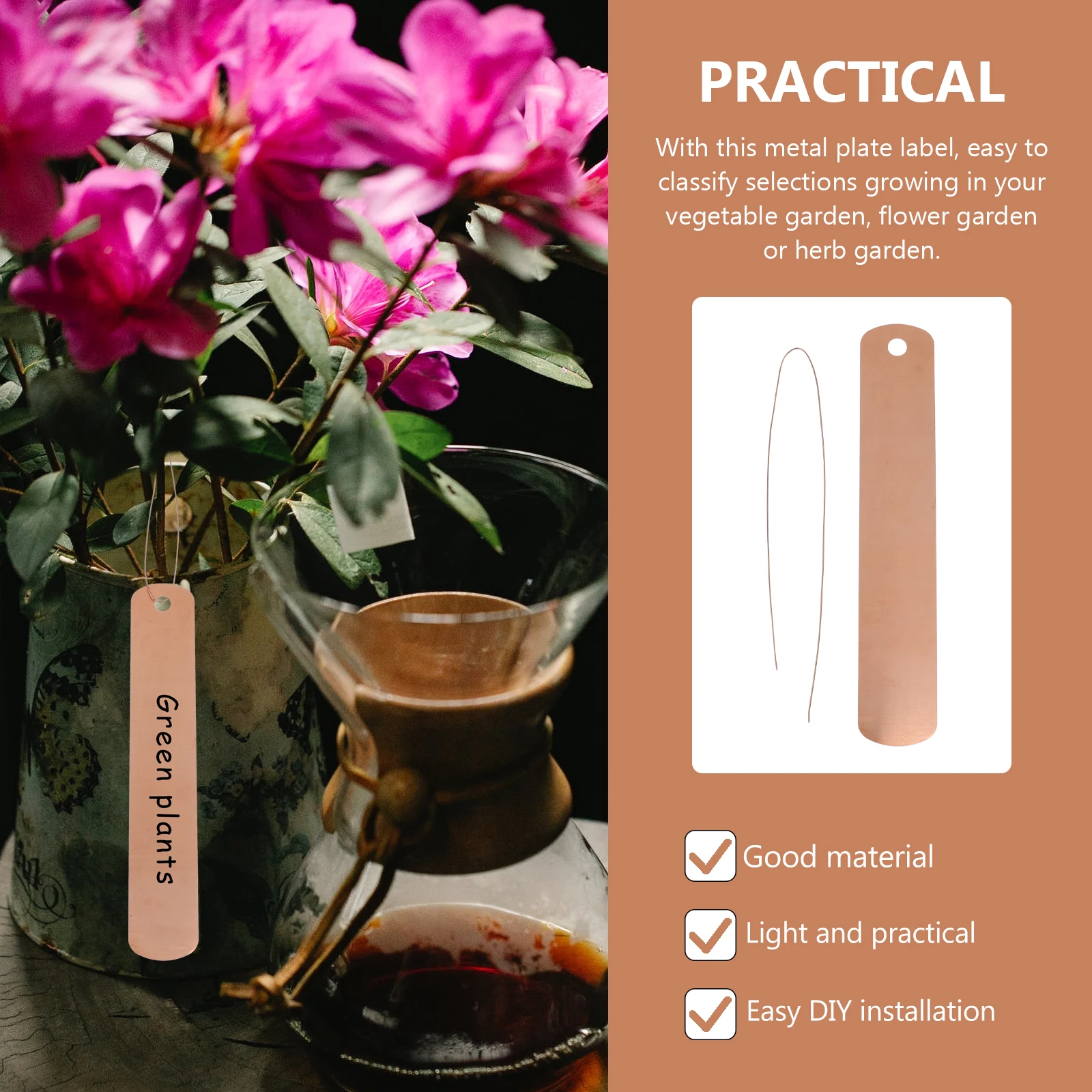 

30 Sets Copper Flower Card Labels Plant Marker Tree Signs for Garden Vegetable Supplies Hanging Ground Tag Flowerpot