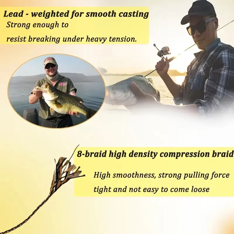 Lead Core Fishing Line - Camo Braided Sinking Line for Carp Fishing, Heavy Duty 45lb & 60lb Test for Long Distance Casting, Smoo