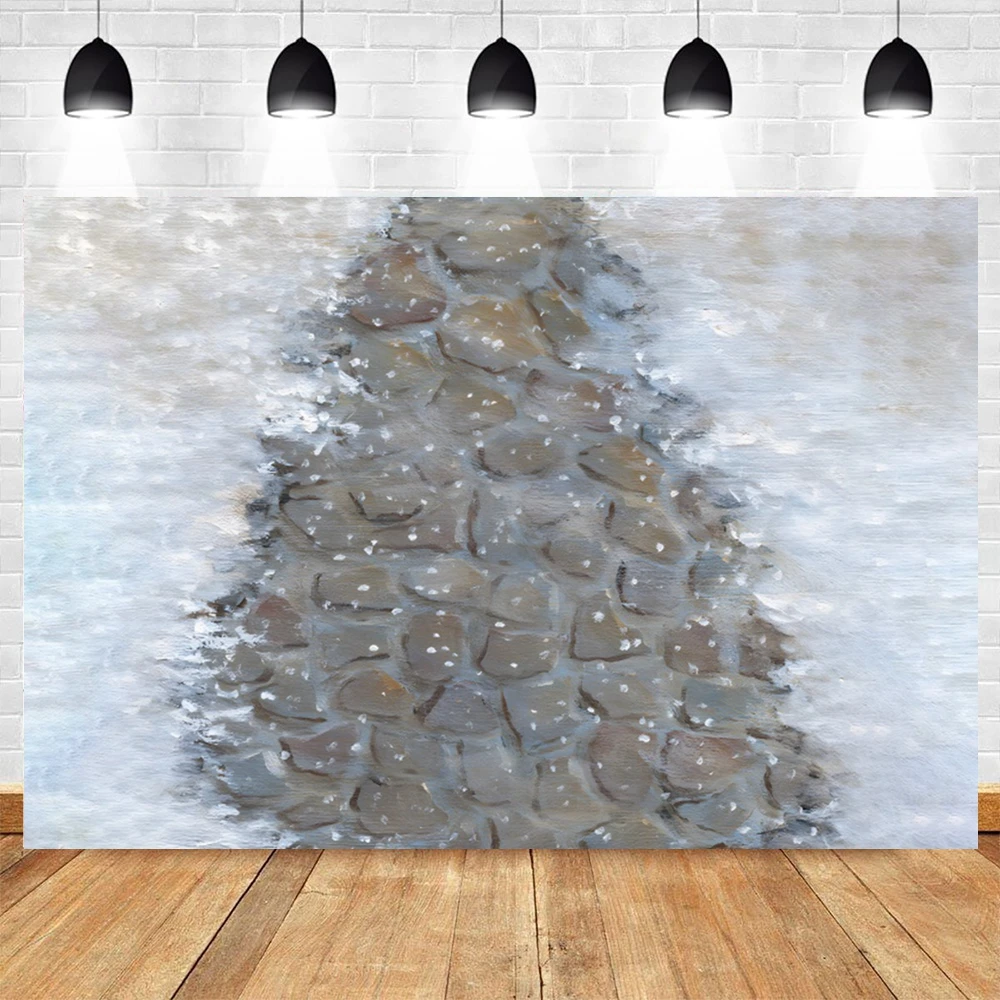 Christmas Snow Stone Floor Photography Background Winter Snow Floor Kids Family Portrait Christmas Backdrop Photobooth Props