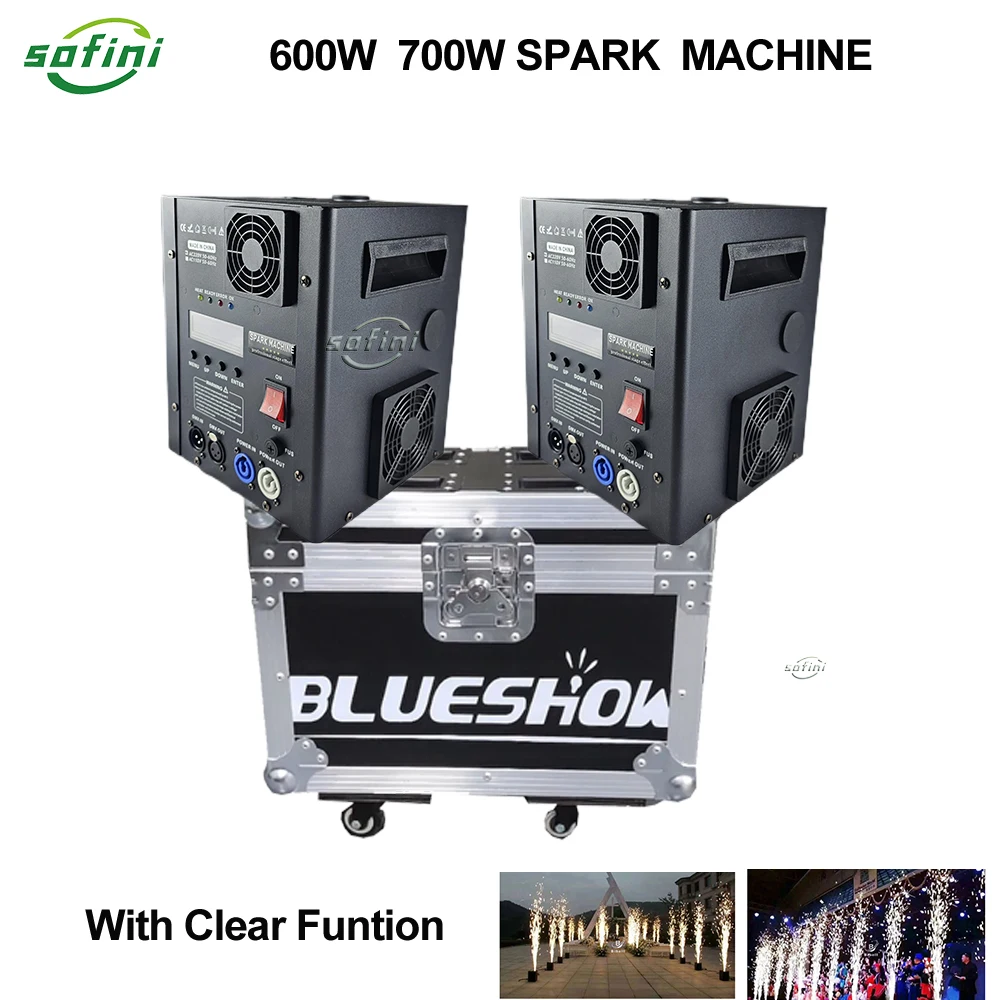 2PCS 700W Cold Spark Firework Machine with Flycase option 600W Sparkular Wedding Firework Spray Wedding Party Stage Ti Powder DJ