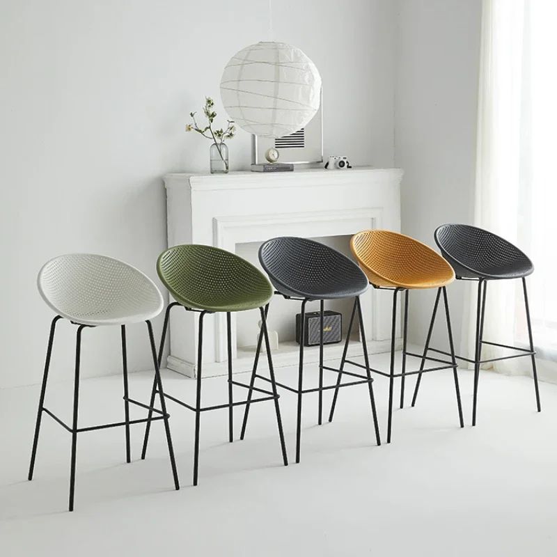 Simple modern bar chair wrought iron home bar stool metal bar stool with backrest outdoor lounge bar stool