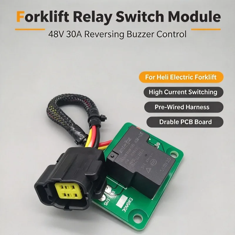 Forklift Reverse Buzzer Relay Switch, 30A 48V Warning Alarm Relay Board, Electric Forklift Replacement Spare Parts