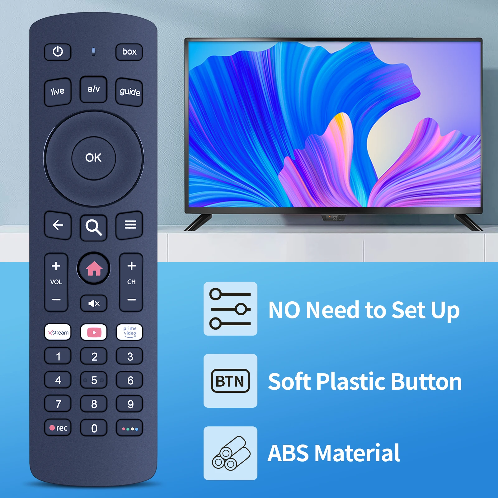 การควบคุมระยะไกลสำหรับกล่องทีวี01BR RC3653401 xstream