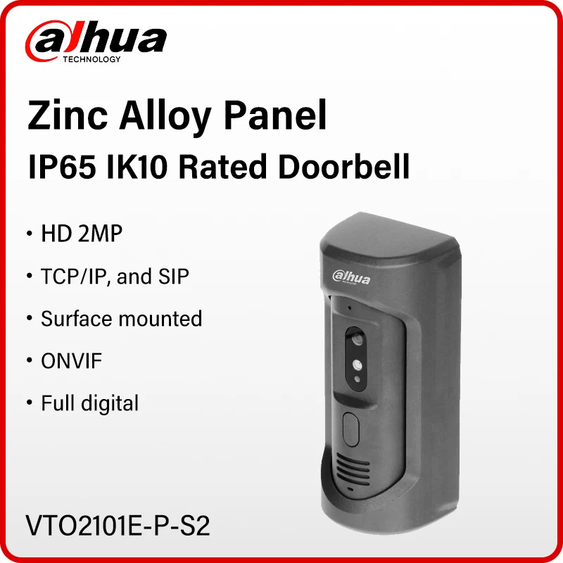 

Видеодомофон Dahua 2MP IP65 IK10 с панелью из цинкового сплава, HD PoE, ИК-камерой, WEB, TCP, SIP, RS-485, удаленной разблокировкой через приложение VTO2101E-P-S2