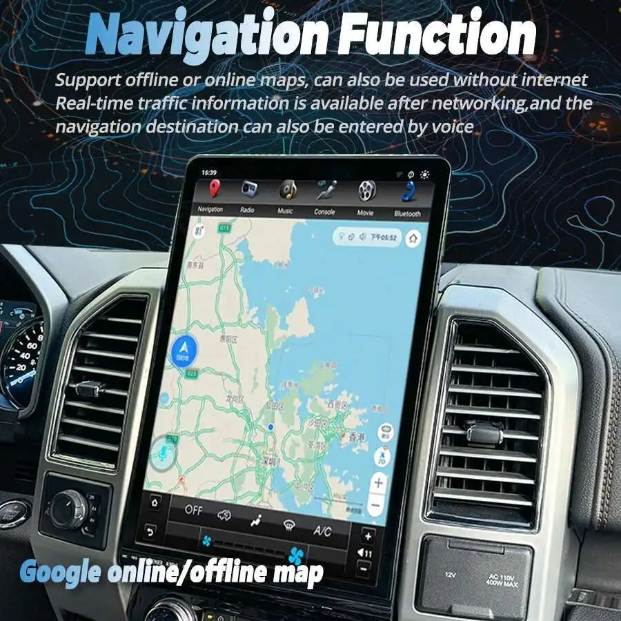 For Ford F150 F250 2015-2021 Android 16.8 Inch 8+128GB Car GPS Navigation Multimedia Player Radio Tape Head unit Head Unit 2din