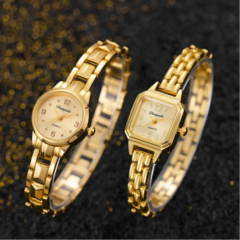 2 pezzi orologio da donna in oro moda donna braccialetto al quarzo orologio da polso orologi analogici eleganti di lusso orologio da donna regalo per la fidanzata