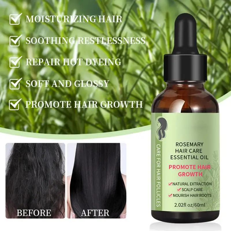 60ml olio per capelli al rosmarino riparazione danni ai capelli prevenire la caduta dei capelli capelli lisci nutrire l'olio per la cura dei capelli olio rinforzante per capelli al rosmarino