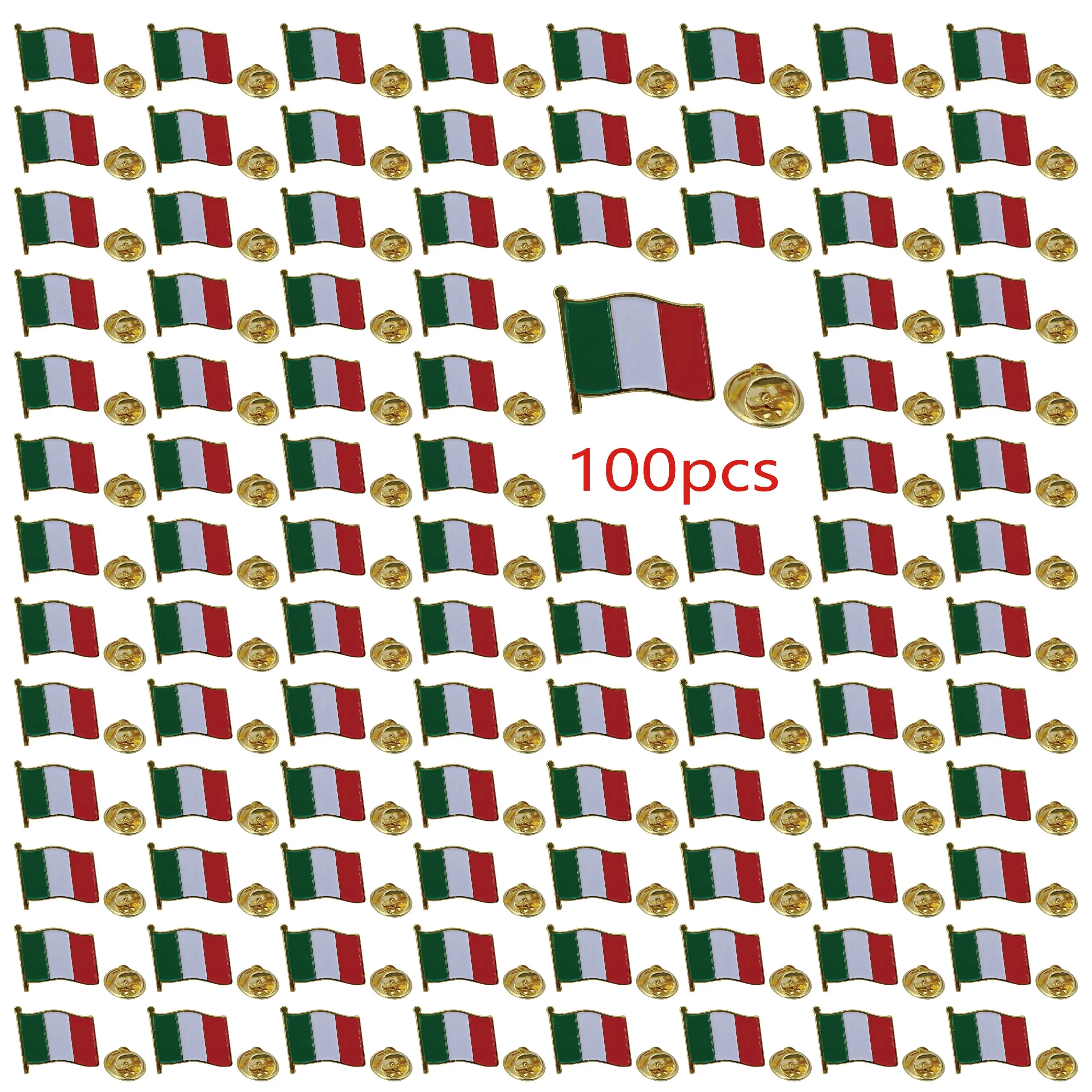

100pcs Bulk Italy Flag Lapel Pin Enamel Metal Brooch Badge Souvenir Gift for Accessories, Coats, Jackets, Hats, Bags